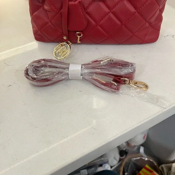 Badgley Mischka Red Quilted Satchel - Picture 9 of 13